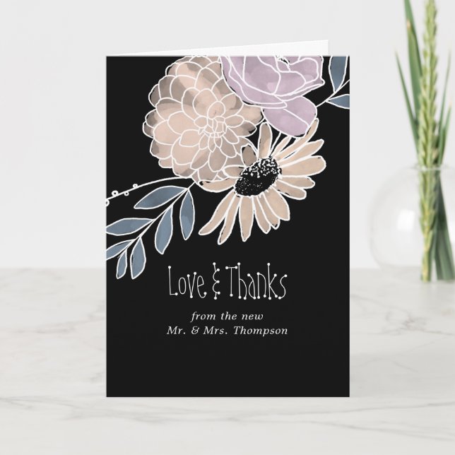 Fleurs d'aquarelle moderne Mariage Merci photo (Devant)