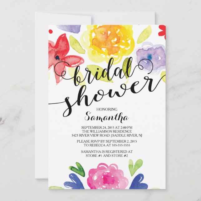 Fleurs d'aquarelle modernes Invitation de douche n (Devant)