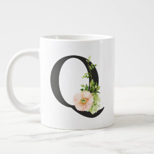 Fleurs d'aquarelle Mug avec la lettre Q