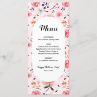 Fleurs d'aquarelle printanière Menu Fête des mères