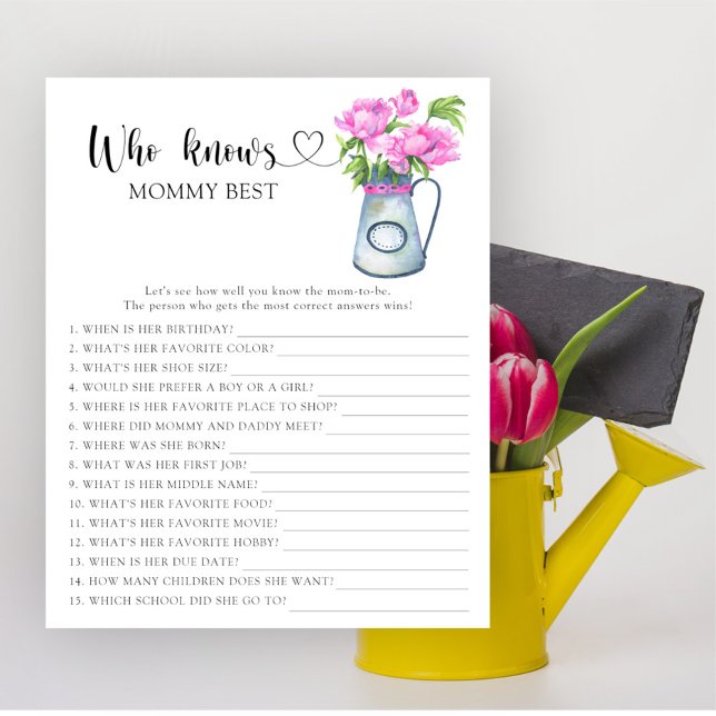 Fleurs d'aquarelle Qui connaît maman la meilleure  (Créateur téléchargé)