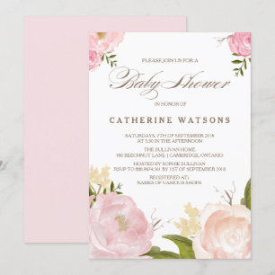 Fleurs d'aquarelle romantique Invitation Baby show