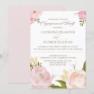 Fleurs d'aquarelle romantique Invitation Fiançaill