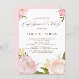 Fleurs d'aquarelle romantique Invitation Fiançaill