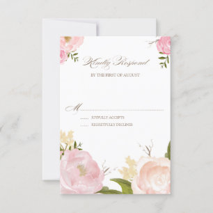 Fleurs d'aquarelle romantique Mariage Carte RSVP I