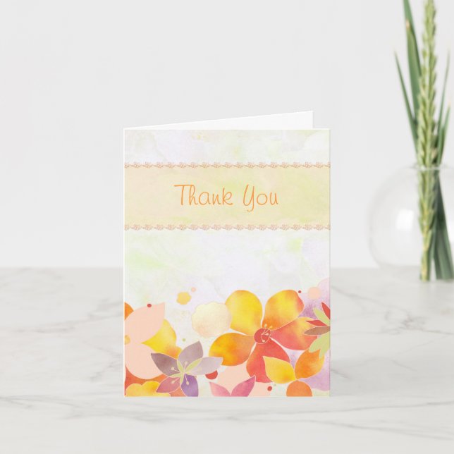 Fleurs d'aquarelle romantique Merci Mariage (Devant)