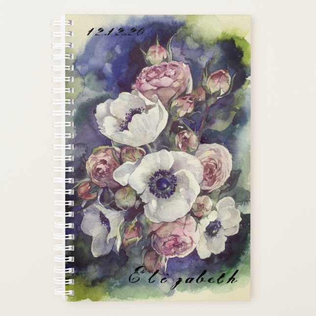 Fleurs d'aquarelle rose anémone flux d'illustratio (Devant)
