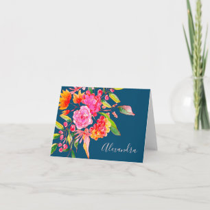 Fleurs d'aquarelle rose et orange Nom de marine