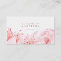 Fleurs d'aquarelle rose Lys Carte de visite