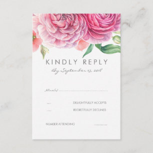 Fleurs d'aquarelle rose Mariage élégant RSVP
