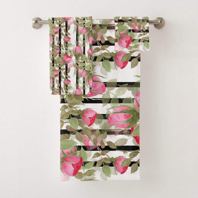 Fleurs d'aquarelle rose rose roses romes florales (En situation)
