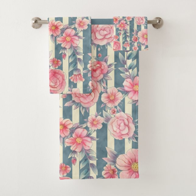 Fleurs d'aquarelle rose sur bandes (En situation)