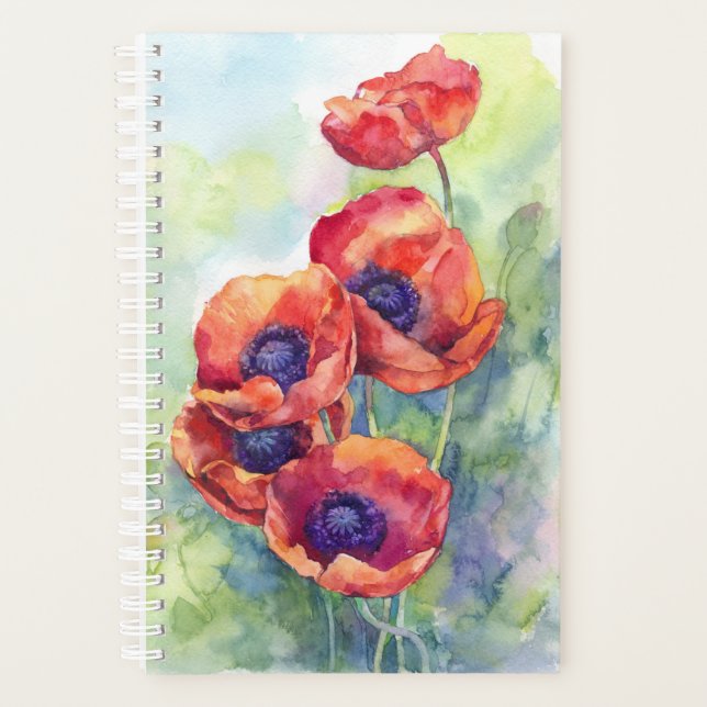 Fleurs d'aquarelle rouge pavot illustration fleurs (Devant)