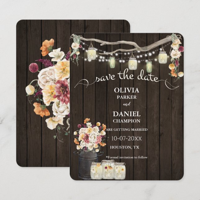 Fleurs d'aquarelle rustiques Mason Jar (Devant / Derrière)