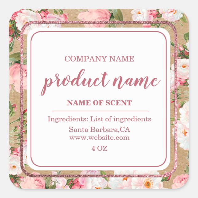 Fleurs D'Aquarelle Sur Étiquettes Papier Kraft