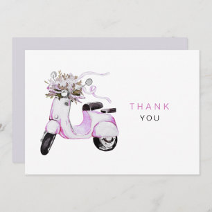 Fleurs d'aquarelle sur un Merci de scooter