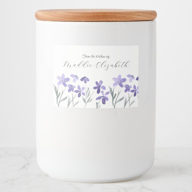 Fleurs d'aquarelle violet étiquettes (Devant)