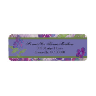 Fleurs d'aquarelle violet Étiquettes de adresse pe