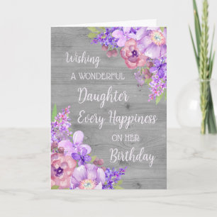 Fleurs d'aquarelle violette Carte d'anniversaire f