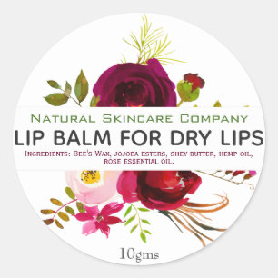 Fleurs d'Aquarelle violette sur Étiquette de lèvre