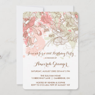 Fleurs d'aquarelle Whimsical Invitation d'annivers