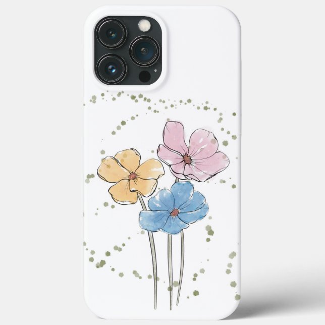 Fleurs d'aquarelle Wild iPhone 13 Pro Max Coque (Verso)