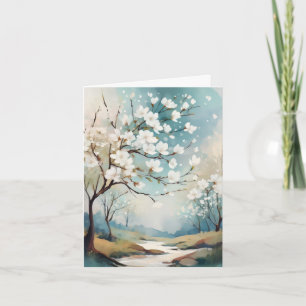 Fleurs d'arbre blanc dans un paysage printanier se