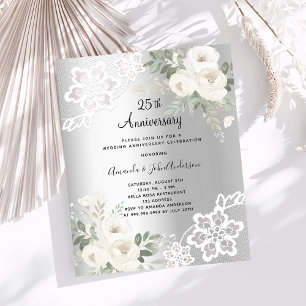 Fleurs d'argent 25e anniversaire mariage invitatio