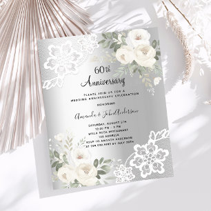 Fleurs d'argent Invitation 60e anniversaire de mar