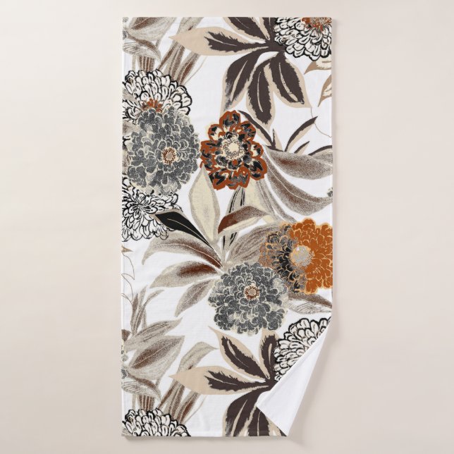 Fleurs d'art ethnique et feuille illustration moti (Serviette de bain)