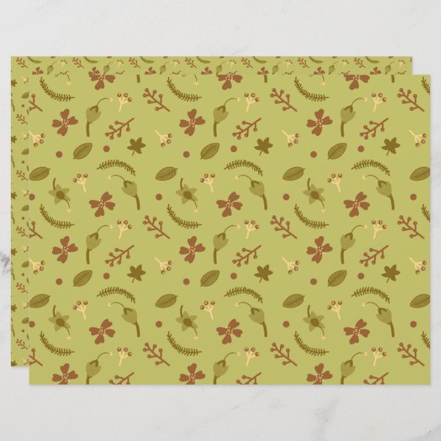 Fleurs d'art populaire vert (Devant / Derrière)