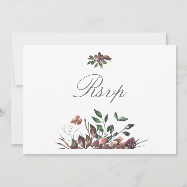 Fleurs d'automne foncé Fête de mariage Carte Rsvp (Devant)