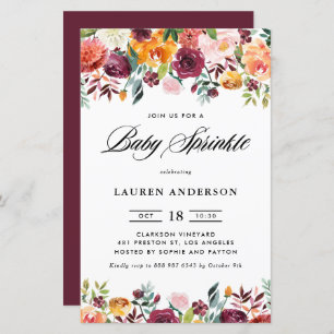 Fleurs d'automne Garland Baby Sprinkle Invitation