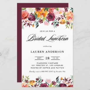 Fleurs d'automne Garland Bridal Luncheon Invitatio