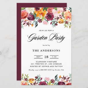 Fleurs d'automne Garland Garden Party Invitation