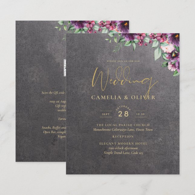 Fleurs de baies grises argentées Mariage automne h (Devant / Derrière)