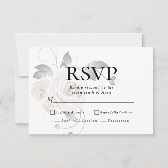 Fleurs de Blush Poussiéreux RSVP | Choix du Menu (Devant)