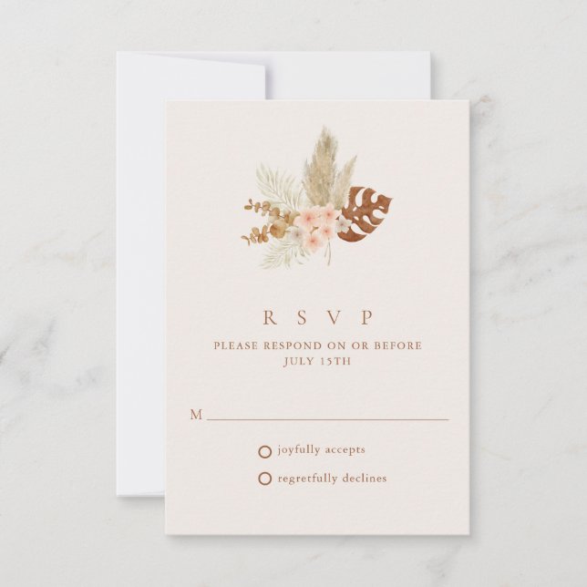 Fleurs de Boho automne Mariage rustique RSVP (Devant)