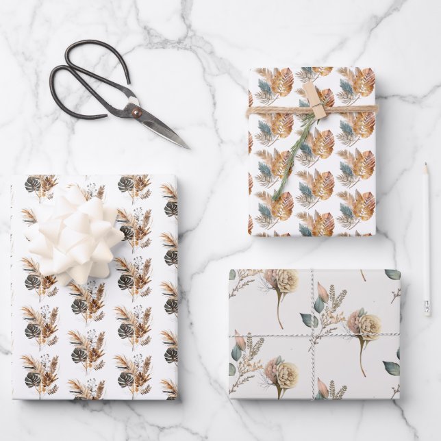 Fleurs de Boho Palmier Feuilles d'Herbe de Pampas  (Recto)