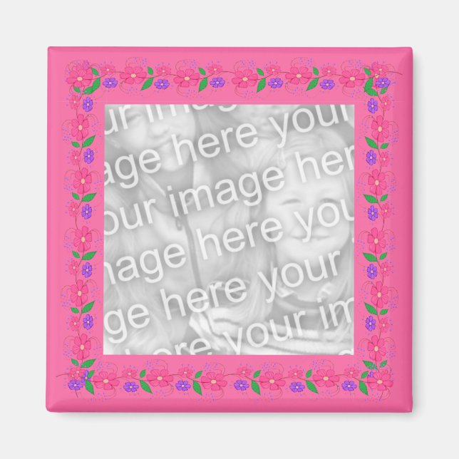 Fleurs de bordure roses 012 Magnet photo (Devant)