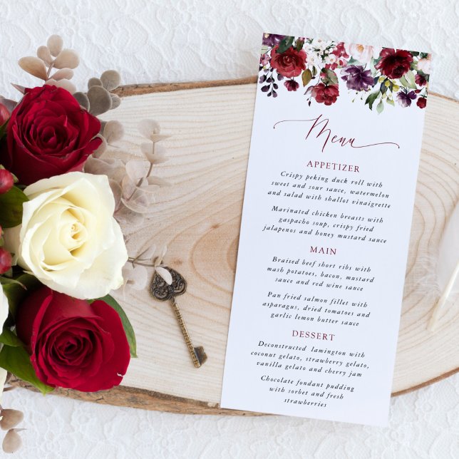 Fleurs de Bourgogne, Fleurs Roses, Menu de Baby Sh (Créateur téléchargé)