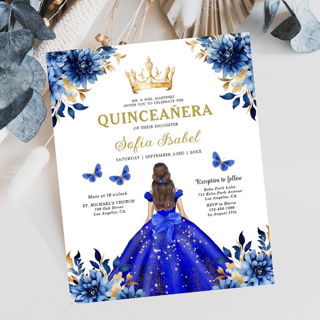 Fleurs de Budget Royale Bleu Princesse Quinceanera (Créateur téléchargé)