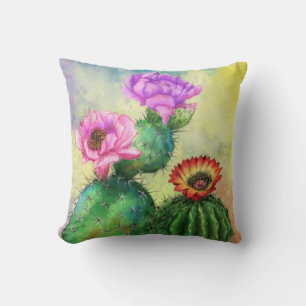 Fleurs de cactus colorées Coussin