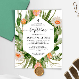 Fleurs de cactus de budget Cadre Invitation de bap