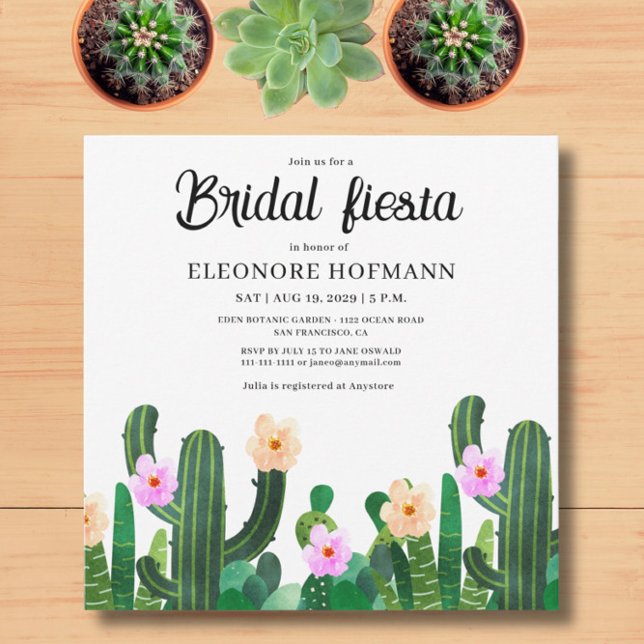 Fleurs de cactus Invitation de Fiesta de mariage (Créateur téléchargé)