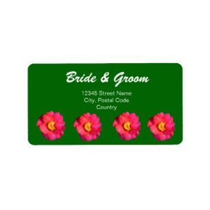 fleurs de camélia rose étiquette de adresse