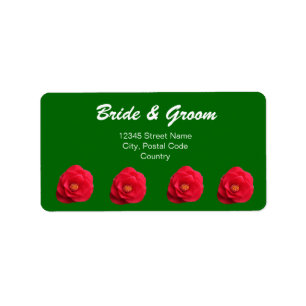 fleurs de camélia rouge vert mariage étiquette de