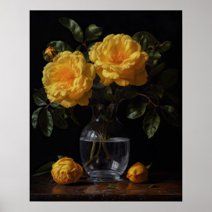 Fleurs de Camellia Jaune Art Imprimer Poster