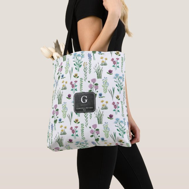 Fleurs de campagne motif floral | Sac cabas (De près)