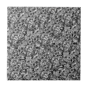 Fleurs de carreaux de céramique Art Abstrait Noir 